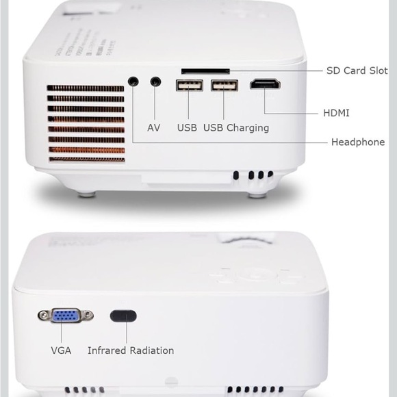 VIDOKA BL-48 Mini LCD Video Projector – Home Theater / HDMI USB Vidoka BL-48 White LCD Video Projector - Portable Home Theater
